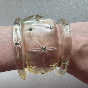 Splendette Clear Starburst & Diamante bangle set
